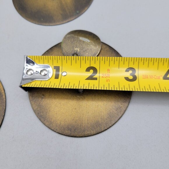 Asian Tag Drawer Cabinet Pulls Brass Finished Metal Discs Two Holes Set Of 4 - Picture 4 of 4